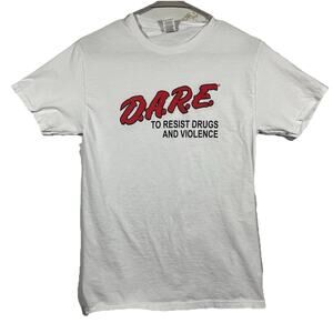 Y2K D.A.R.E. T Shirt Small White Drug Abuse Resistance Tee Graphic